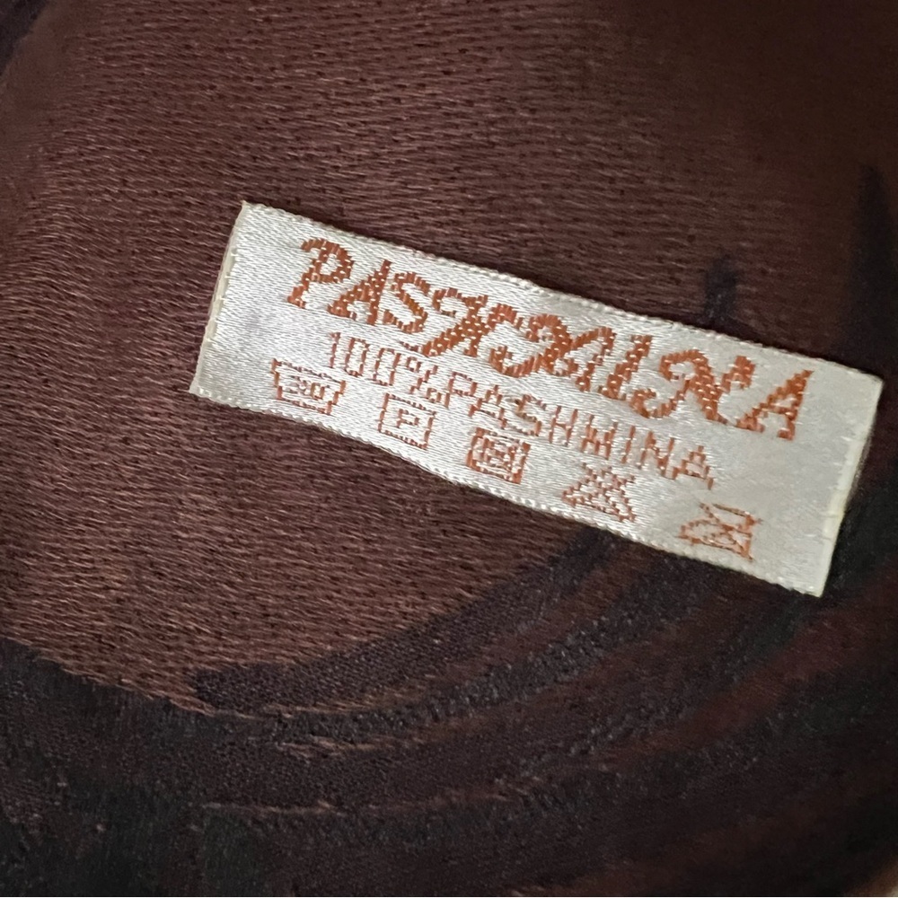Pashmina Scarf Wrap Brown Black Floral - Picture 2 of 12